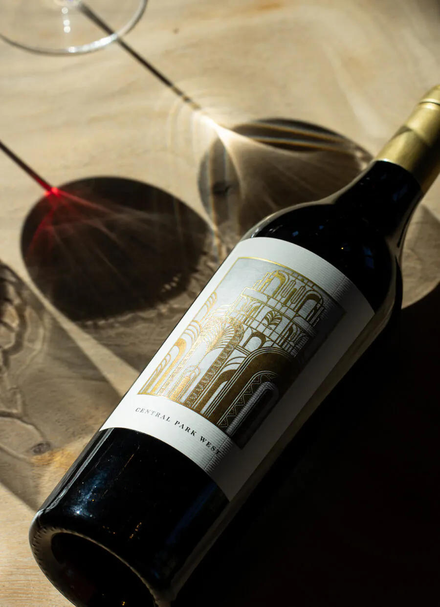 A bottle of red wine labeled 